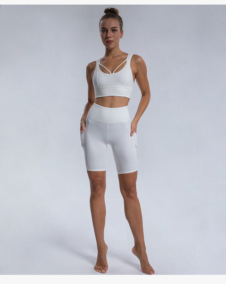 Autumn Winter Nylon Nude Feel Yoga Vest White Body Shaping Cross Backless Bra Single Bar Special Offer
