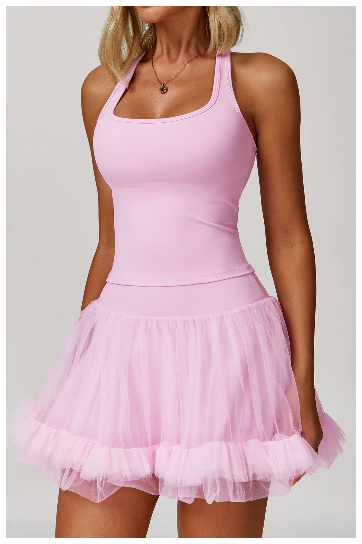 Sollinarry Summer Anti Exposure Base High Waist Tennis Skirt Casual A line Skirt Mesh Sports