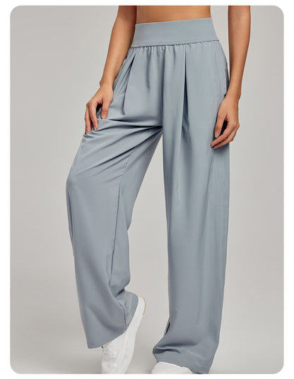 High Waist Figure Flattering Straight Leg Pants Casual Women Loose Slim Fit Wide Leg Track Pants Straight Fitness Yoga Trousers