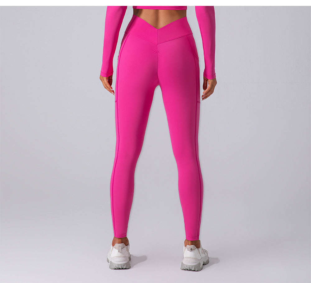 Hip Lifting Nude Feel Yoga Pants Women Body Shaping Belly Contraction Sports Running Fitness Pants Training Slimming Stretch Tights