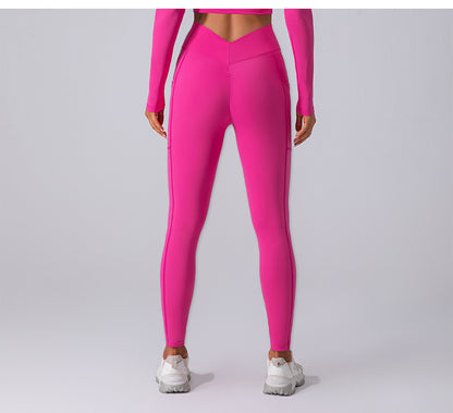 Hip Lifting Nude Feel Yoga Pants Women Body Shaping Belly Contraction Sports Running Fitness Pants Training Slimming Stretch Tights