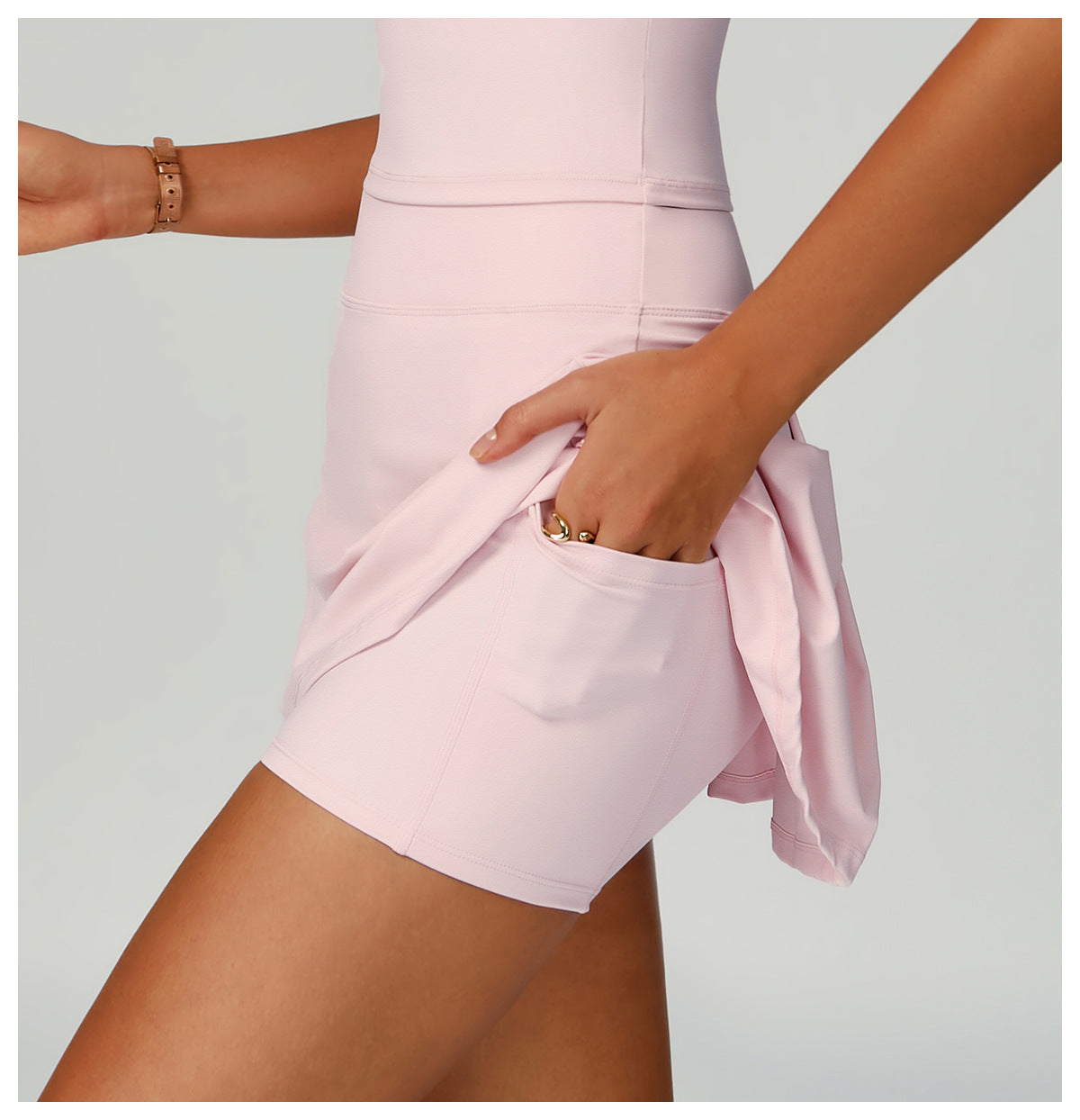 Sollinarry Waist Turning Sports Short Skirt Anti Exposure Nude Feel Summer Short Skirt Pocket High Grade Short Skirt for Women