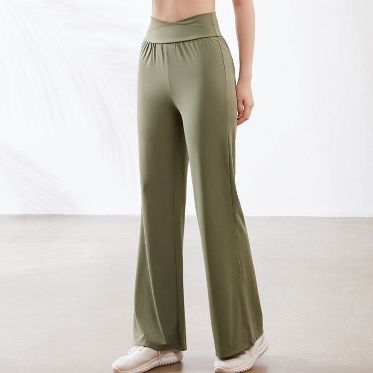 Yoga Wide Leg Pants Sports Flared Pants High Waist Figure Flattering Hip Lifting Casual All Match Stretch Quick Drying Fitness Pants