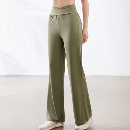 Yoga Wide Leg Pants Sports Flared Pants High Waist Figure Flattering Hip Lifting Casual All Match Stretch Quick Drying Fitness Pants