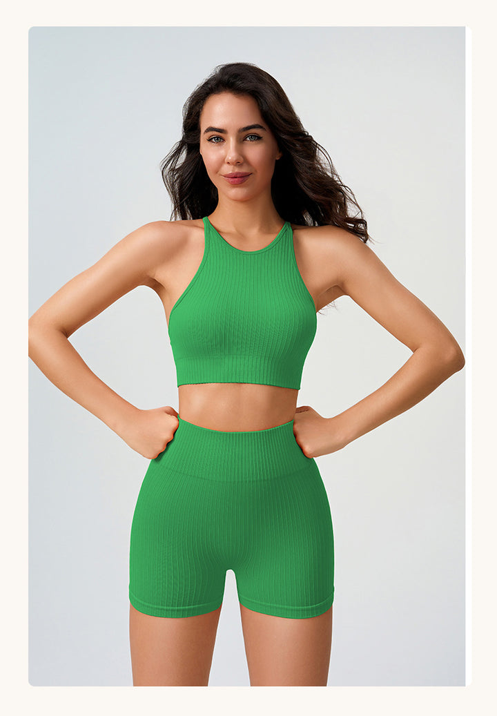 High Elastic Yoga Pants Women High Waist Peach Hip Quick Drying Skinny Running Fitness Pants Thread Solid Color Sports Suit
