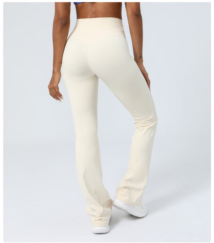 Nude Feel Tight Dance Wide Leg Pants Hip Raise High Waist Casual Flared Pants Fitness Sports Yoga Pants Women