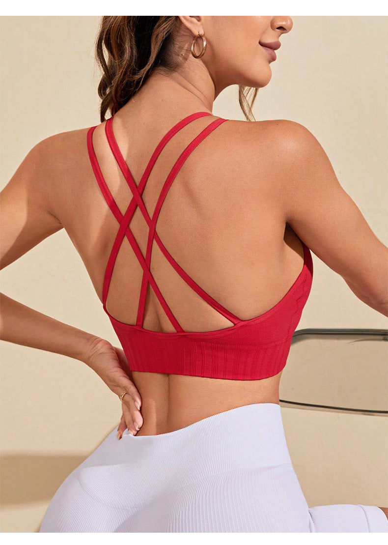 Sexy Cross Beauty Back Exercise Underwear Running Workout Vest Hollow Out Cutout Breathable Yoga Bra