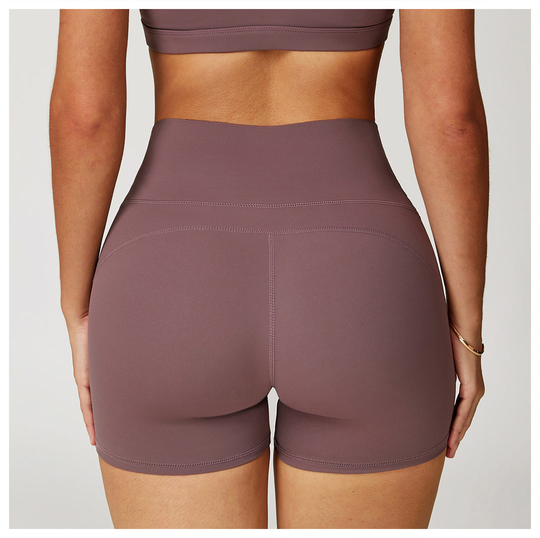 Sollinarry Nude Feel Yoga Shorts Women High Waist Quick Drying Skinny Slimming Shorts Running Exercise Workout Pants