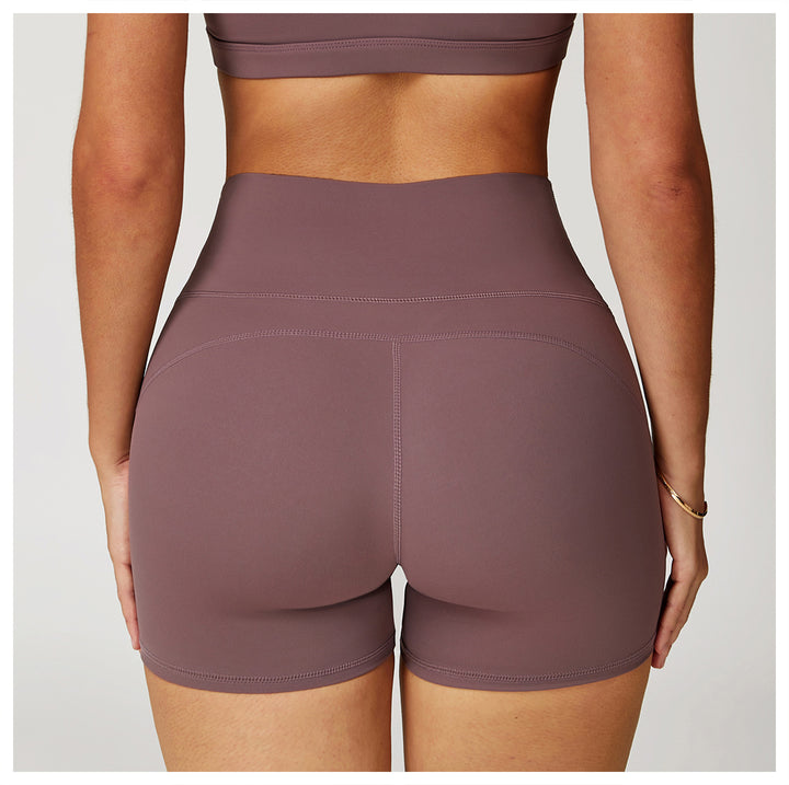 Sollinarry Nude Feel Yoga Shorts Women High Waist Quick Drying Skinny Slimming Shorts Running Exercise Workout Pants