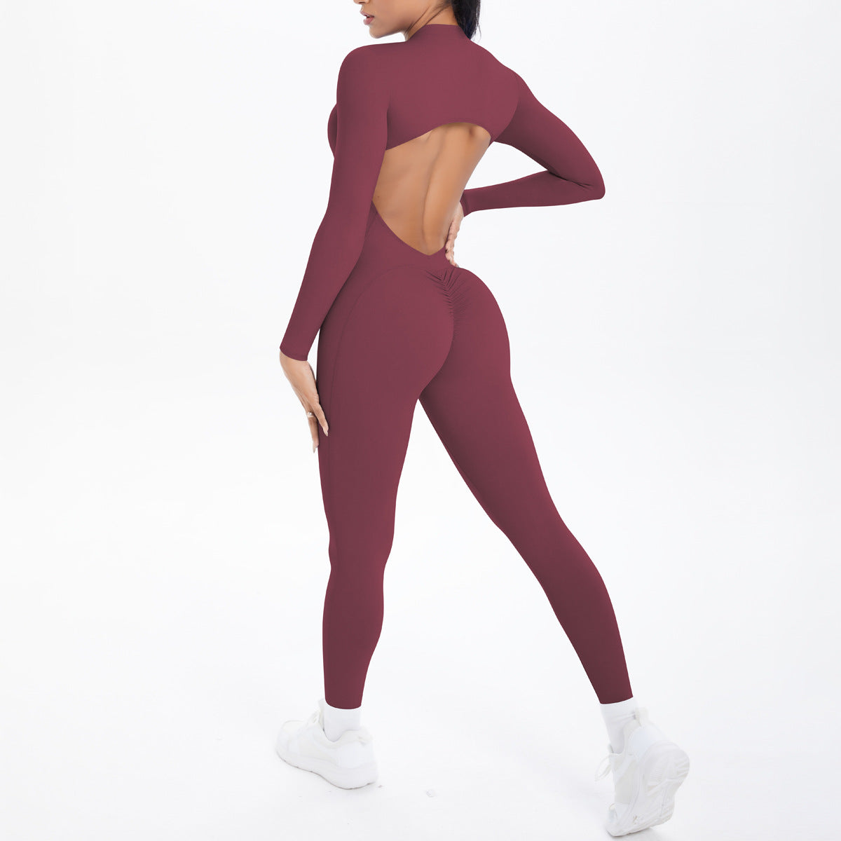 Long Sleeve Yoga Zipper One Piece High Strength Hollow Out Cutout out Beauty Back Running Fitness Clothes Sports One Piece Tights
