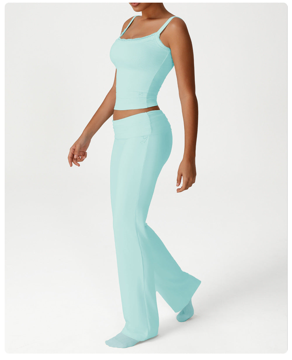 Pleated Micro Pull Yoga Pants High Waist Belly Contracting Running Sports Wide Legs Trousers Fitted All Matching Casual Bell Bottom Pants