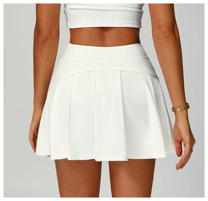 Sollinarry Waist Turning Sports Short Skirt Anti Exposure Nude Feel Summer Short Skirt Pocket High Grade Short Skirt for Women