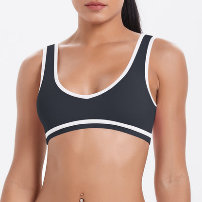 Tight Nude Feel Contrast Color Sports Back Shaping Women Backless Yoga Bra Tennis Workout Clothes Outer Wear Sports Top