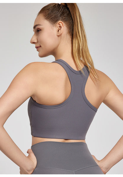 Spring Summer Strong Support Beauty Back Yoga Vest Women Chest Pad Nude Feel I-Shaped Workout Underwear Running Top