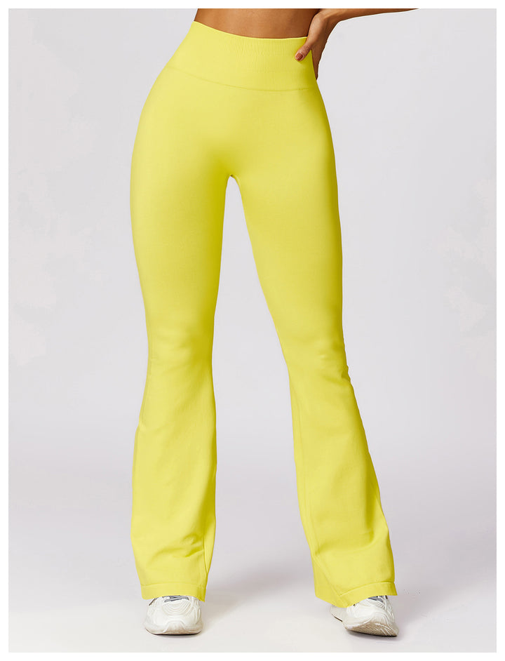 Sollinarry Wide Leg Tight Seamless Hip Lifting Yoga Bell Bottom Pants Abdominal-Shaping High Waist Bootcut Casual Sports Pants
