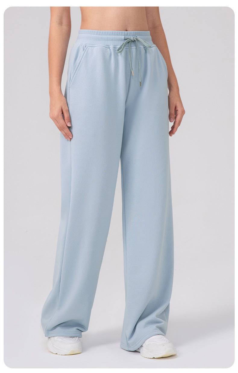 Autumn Winter Track Pants Women High Waist Drawstring Wide Leg Pants Loose Casual Yoga Workout Running Pants