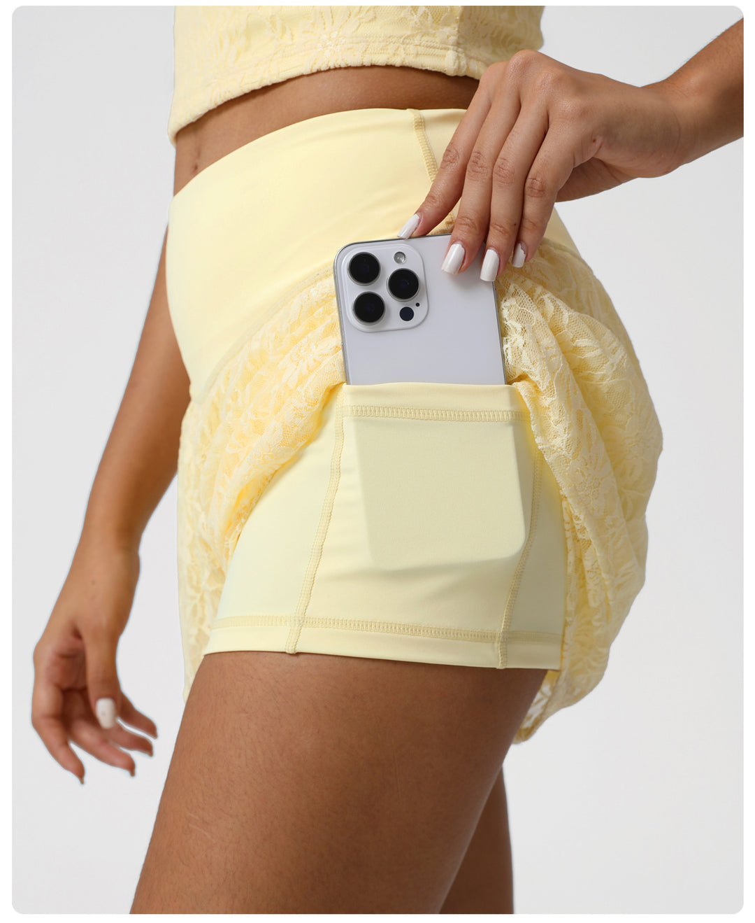 Lace Double Layer Sports Casual Shorts Exposure Proof Belt Base Shorts Outdoor Tennis Fitness Shorts