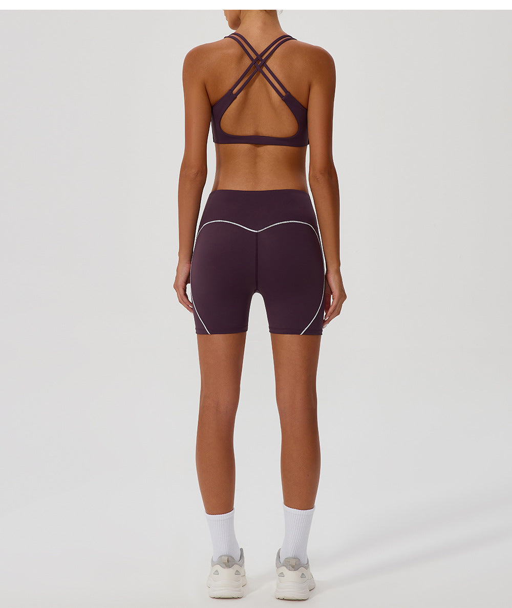 Cross Love Yoga Bra Women Sling with Chest Pad Outer Wear Workout Clothes Outdoor Sports Underwear