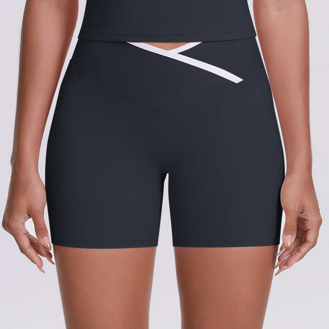 Cross High Waist Yoga Shorts Tight Nude Feel Peach Hip Lifting Sport Shorts Women Outer Wear Fitness Yoga Pants