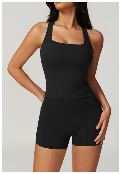 Sollinarry Brushed H Shaped Beauty Back Sports Vest Women Tight Quick Dry Casual Running Fitness Top Yoga Clothes