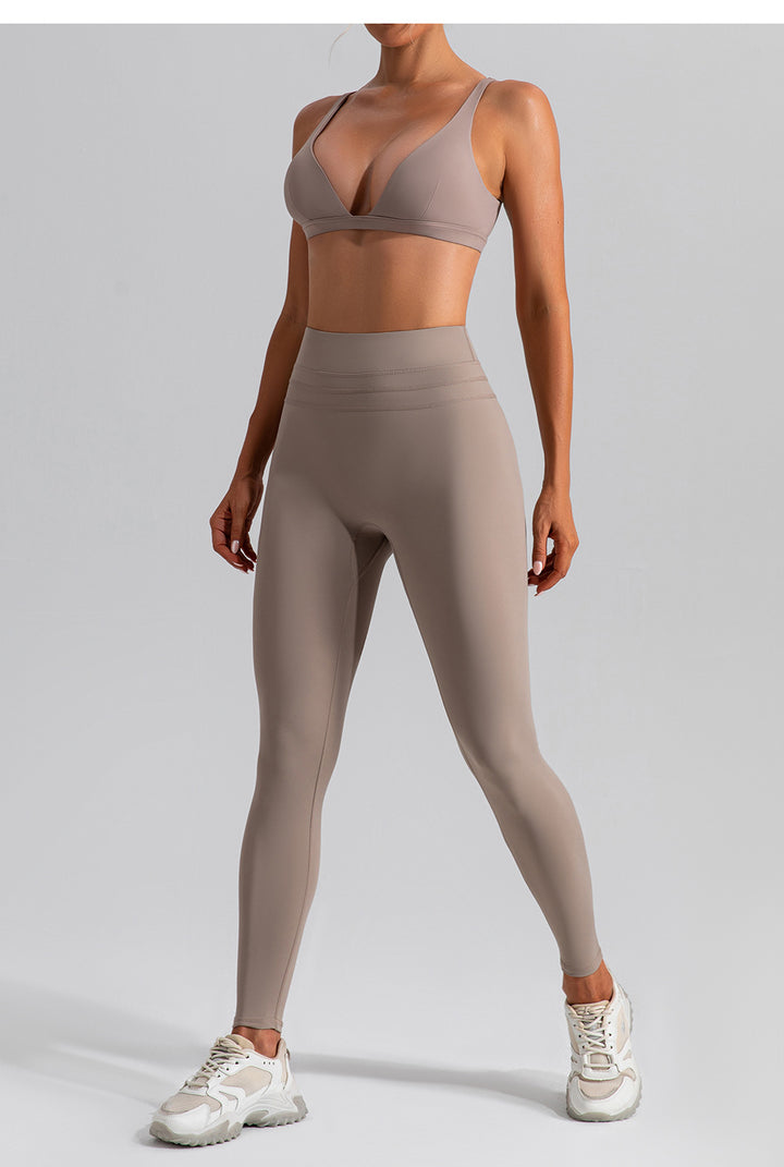 Quick Drying Nude Feel Yoga Clothes Vest Suit Outer Wear Running Sports Bra Suit High Waist Fitness Clothes