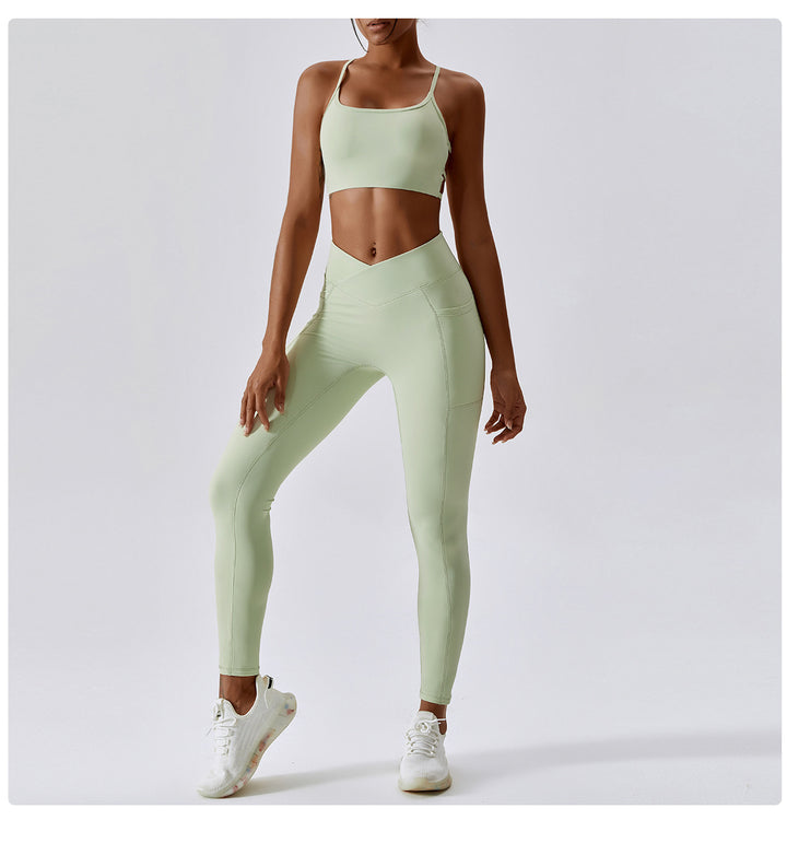 Fitness Pants Criss Cross Waist Head Skinny Running Sports Pants Women