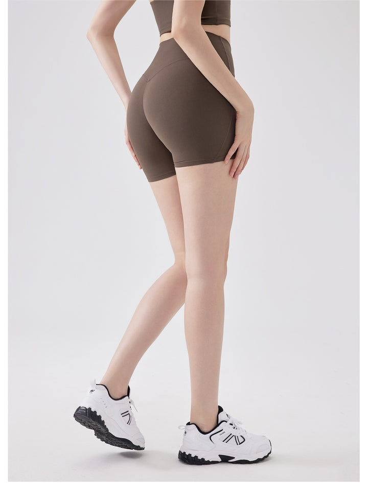 Nude Feel Three Points High Elastic Tight Bum Lift Shorts Women Yoga Workout Clothes Belly Contracting Exercise Running Training Pants
