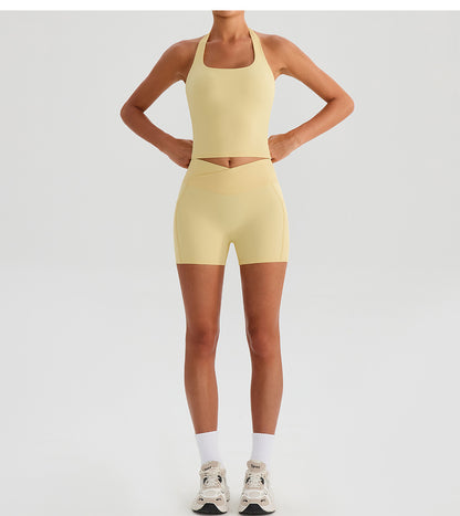 Summer Yoga Bra Halter Sports Underwear Women Beauty Back High Strength Shock Absorption Outer Wear Fitness Vest