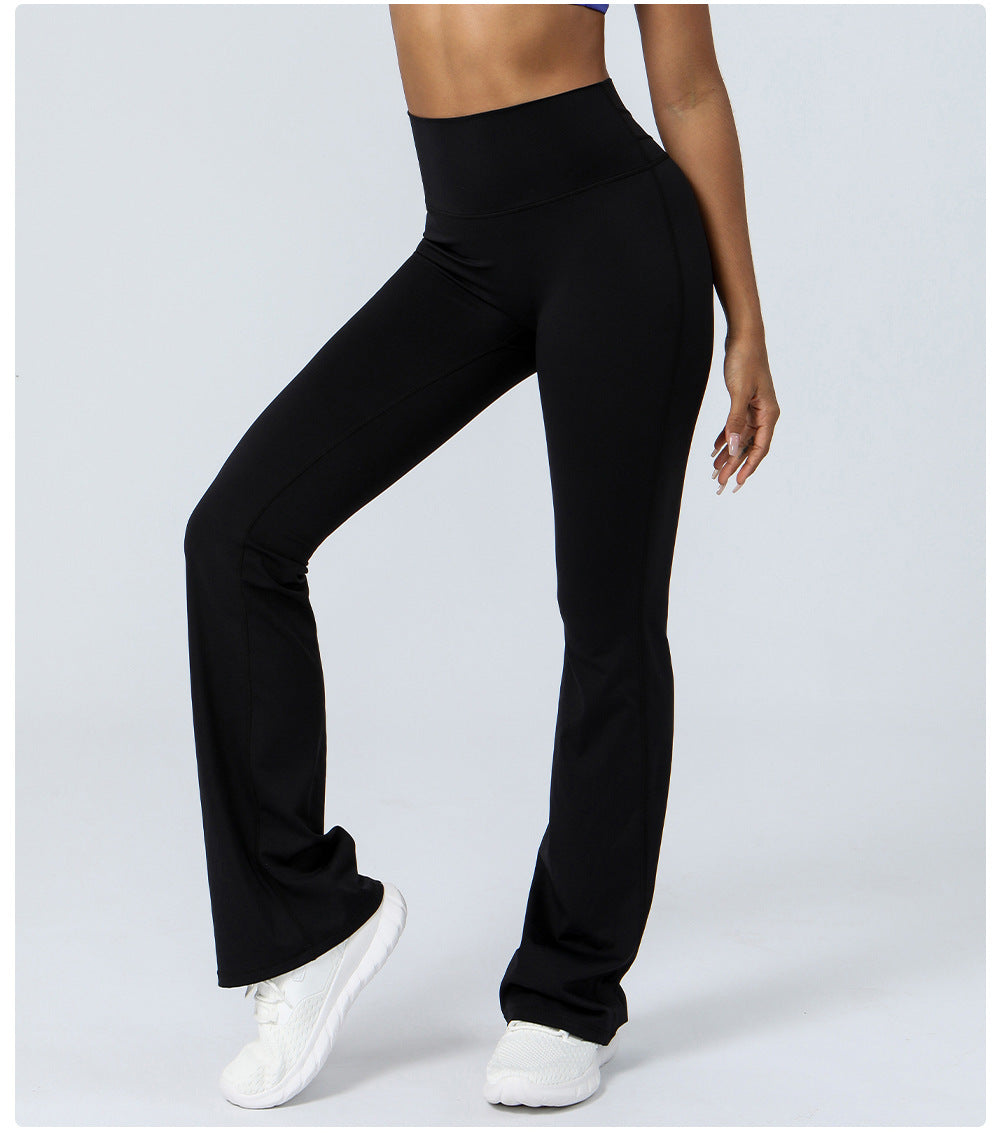 Nude Feel Tight Dance Wide Leg Pants Hip Raise High Waist Casual Flared Pants Fitness Sports Yoga Pants Women