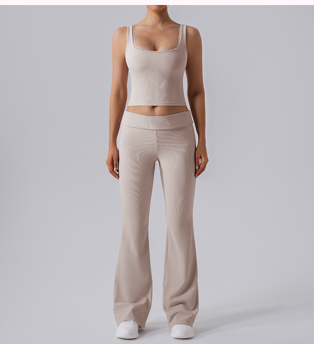 High Waist Tight Yoga Bell Bottom Pants Wide Leg Outerwear Bell-Bottom Pants Women Hip Lifting Casual Fitness Running Workout Pants