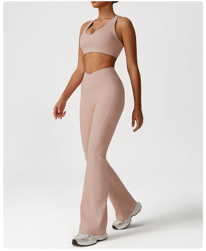 Cross High Waist Yoga Bell-Bottom Pants Women Dance Sports Wide Leg Pants Casual Hip Lifting Fitness Bootcut Trousers