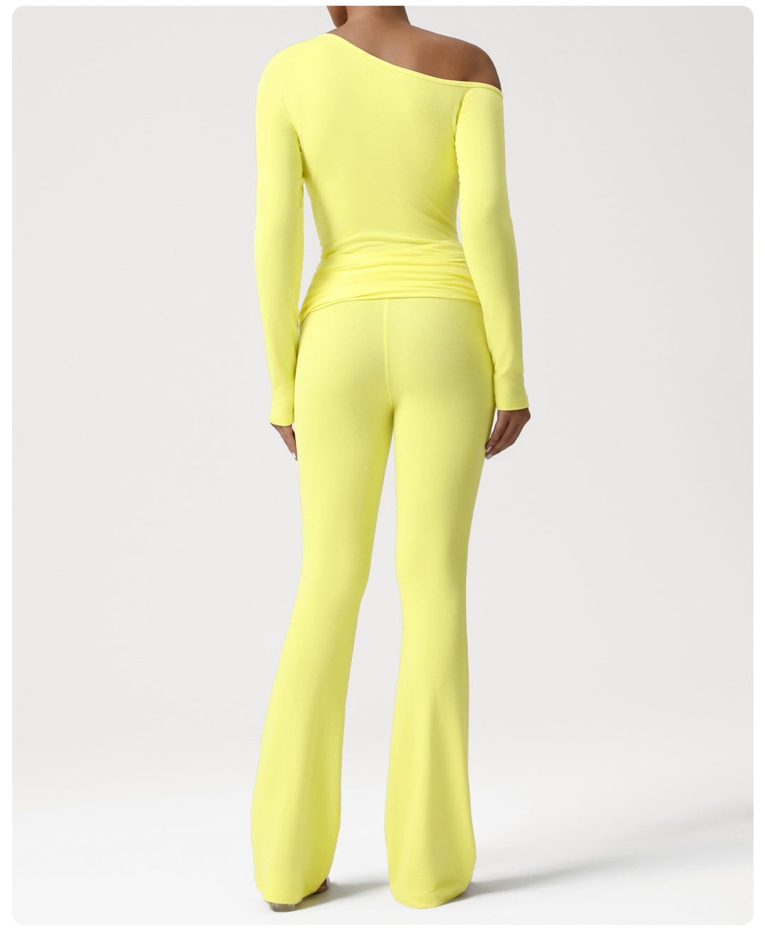 Autumn Oblique Shoulder Yoga Clothes Long Sleeved Top Women Cross High Waist Ruched Fitness Bootleg Pants Sports Set