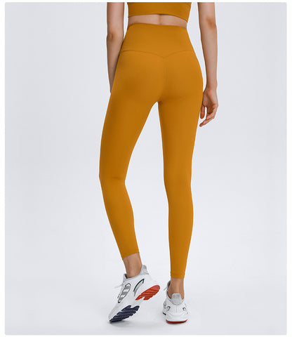 Diqian Non Embarrassing Line Skin Friendly Nude Feel Yoga Pants High Waist Shaping Stretch Sports Ninth Pants Women