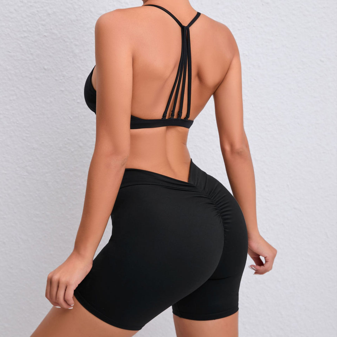 Quick Drying Nude Feel Yoga Suit Sexy Sports Running Fitness Clothes Suit Beauty Back Yoga Two Piece Set