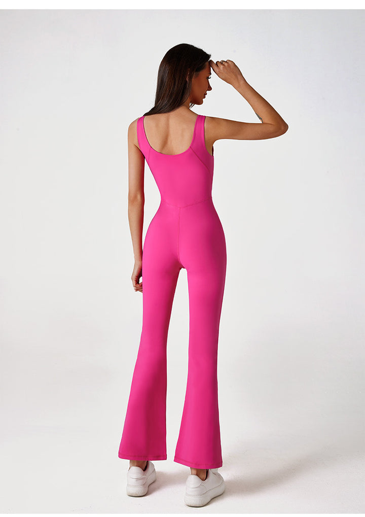 Yoga Clothes Nude Feel Tight One Piece Women Casual Horn Dance Fitness Sports Jumpsuit