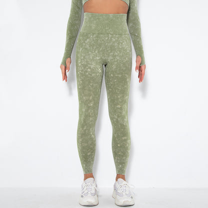 Seamless Washed Moisture-Absorbing Sexy Peach Hip Wicking Yoga Pants Exercise Workout Pants Leggings