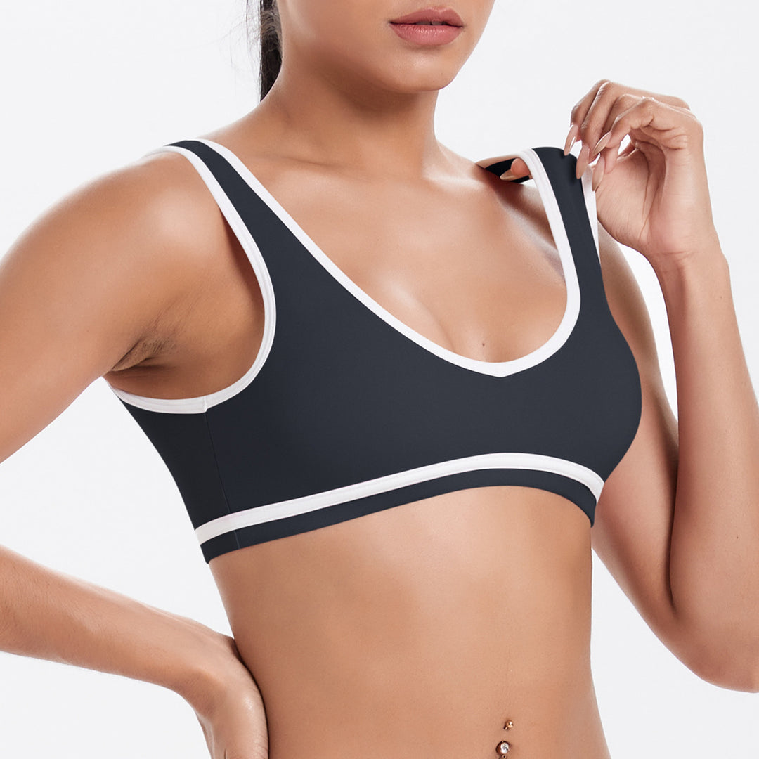 Tight Nude Feel Contrast Color Sports Back Shaping Women Backless Yoga Bra Tennis Workout Clothes Outer Wear Sports Top