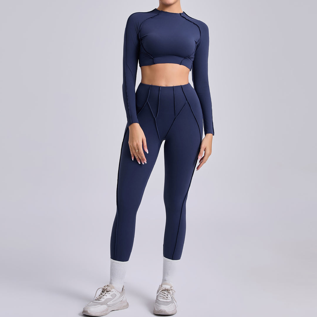 Yoga Two Piece Sets Women Pleated Hip Lifting All Match Yoga Clothes Running Exercise Workout Outfit