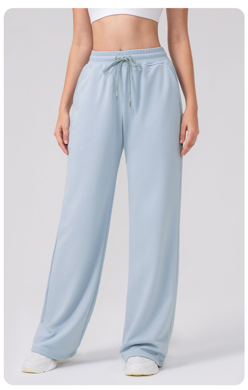 Autumn Winter Track Pants Women High Waist Drawstring Wide Leg Pants Loose Casual Yoga Workout Running Pants