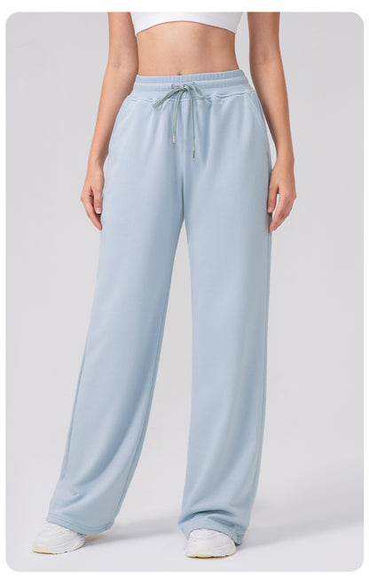 Autumn Winter Track Pants Women High Waist Drawstring Wide Leg Pants Loose Casual Yoga Workout Running Pants