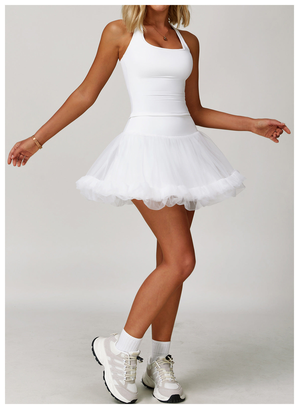 Sollinarry Summer Anti Exposure Base High Waist Tennis Skirt Casual A line Skirt Mesh Sports