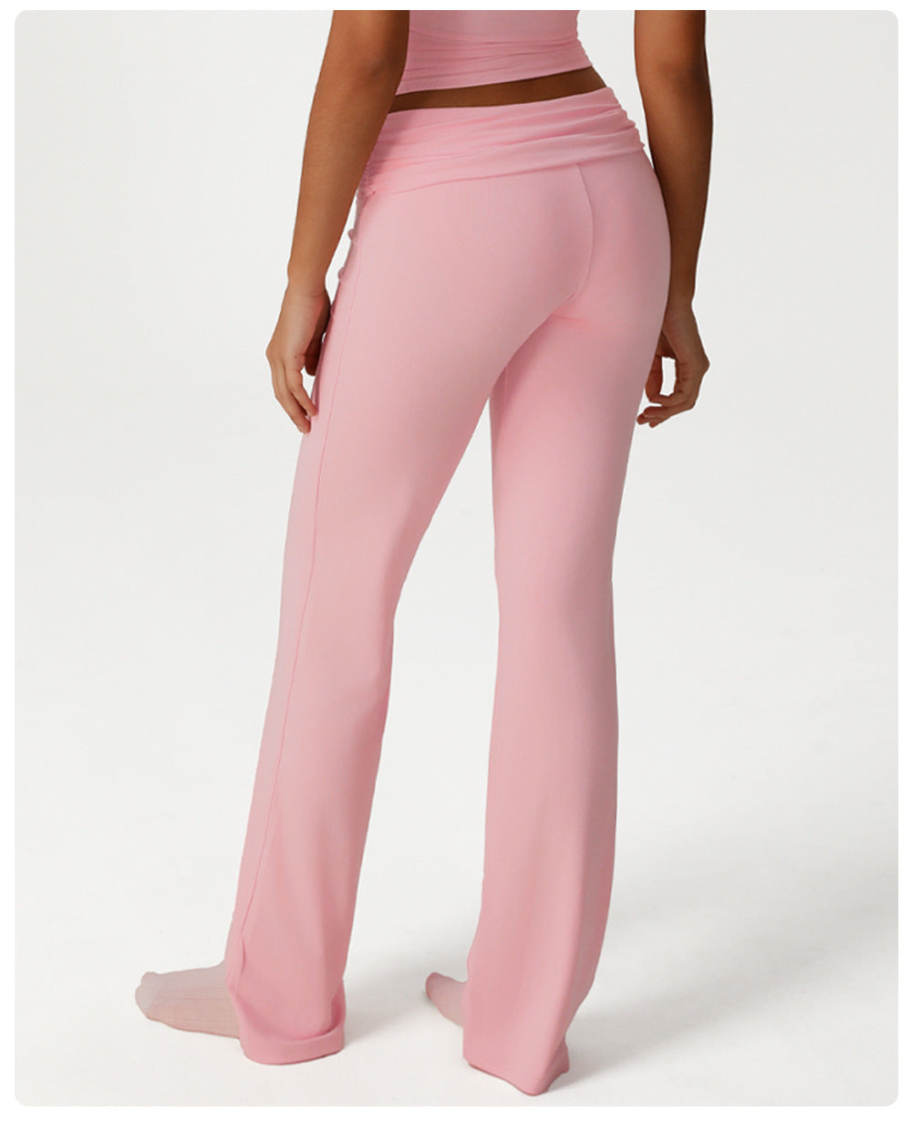 Pleated Micro Pull Yoga Pants High Waist Belly Contracting Running Sports Wide Legs Trousers Fitted All Matching Casual Bell Bottom Pants