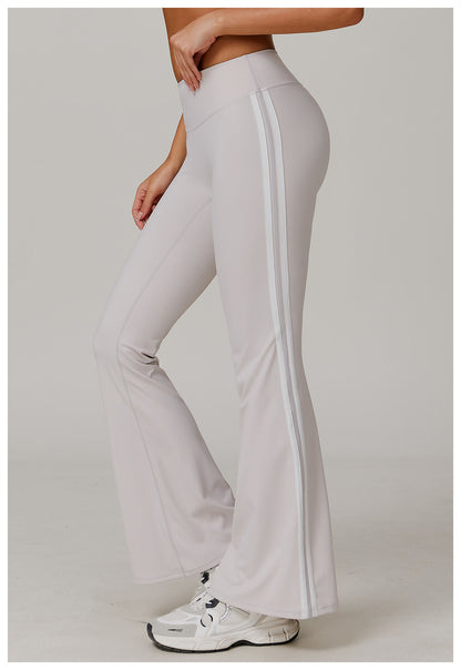 Sollinarry Nude Feel Sports Trousers Slightly Stretch Slimming Wide Leg Fitness Pants Quick Dry Casual Running Bell Bottom Pants
