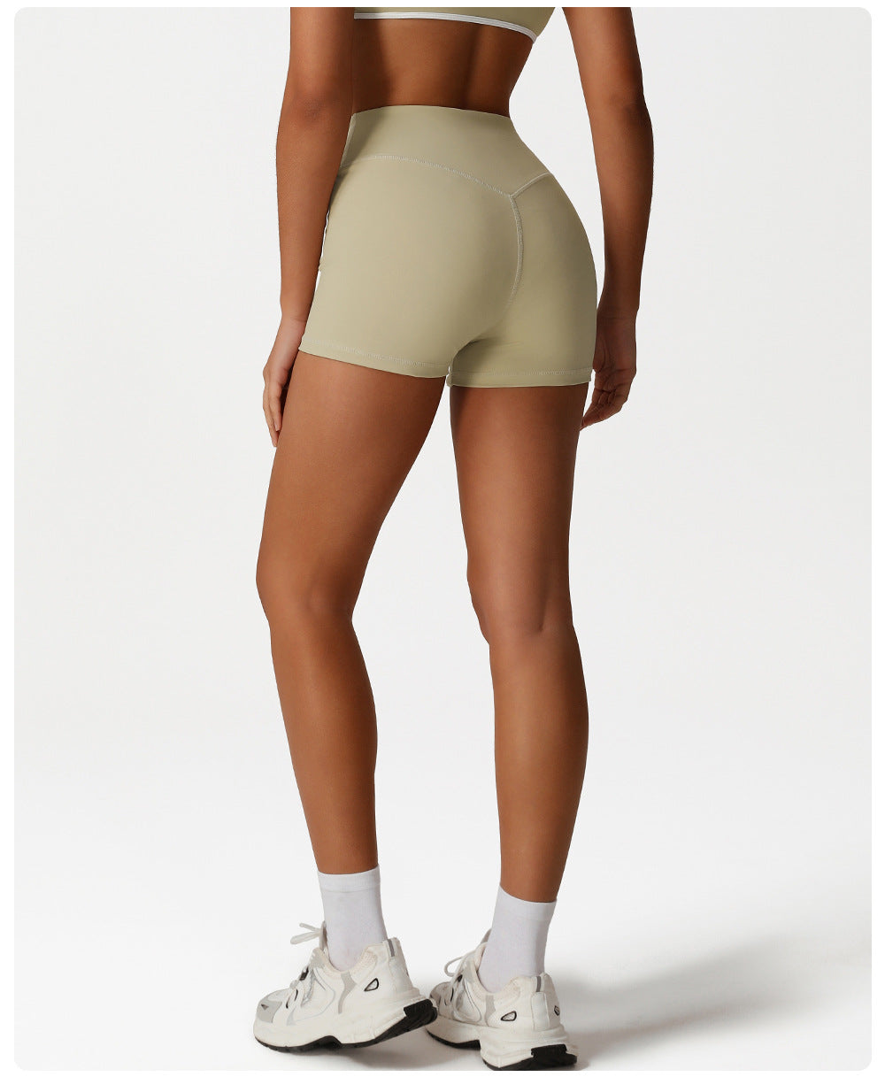 Sports Yoga Bum Lift Shorts Women High Waist Belly Contracting Close Fitting Shorts Outdoor Training Cycling Fitness Shorts