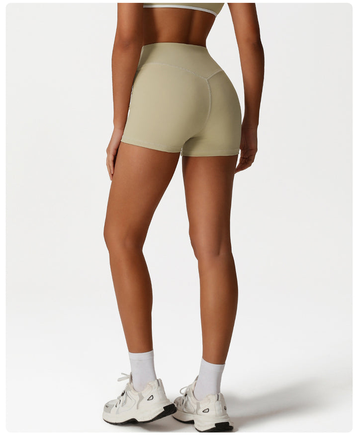 Sports Yoga Bum Lift Shorts Women High Waist Belly Contracting Close Fitting Shorts Outdoor Training Cycling Fitness Shorts