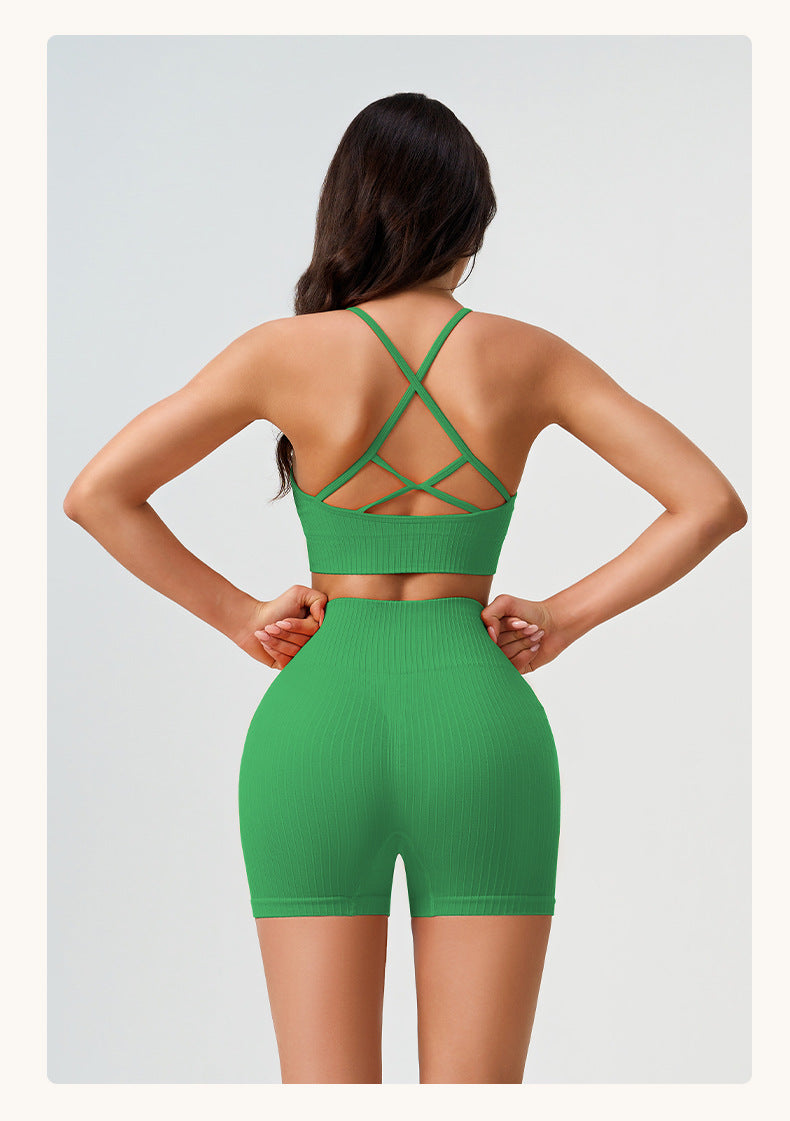 High Elastic Yoga Pants Women High Waist Peach Hip Quick Drying Skinny Running Fitness Pants Thread Solid Color Sports Suit