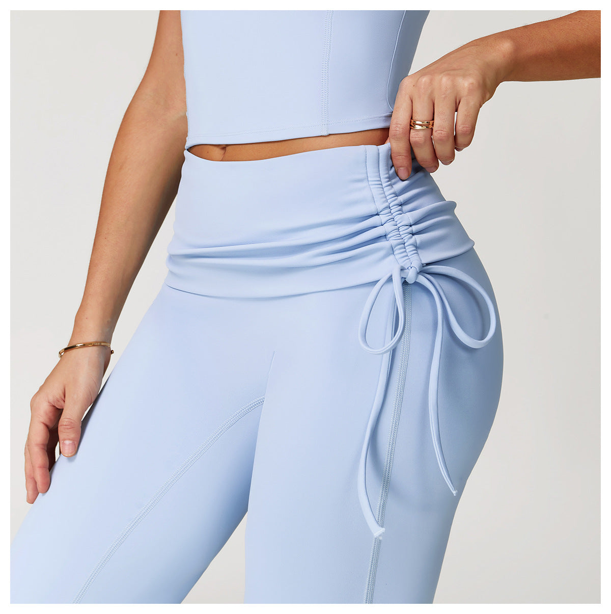 Sollinarry Folding High Waist Flared Pants Nude Feel Wide Leg Slimming Trousers Outdoor Running Fitness Sports Flared Pants