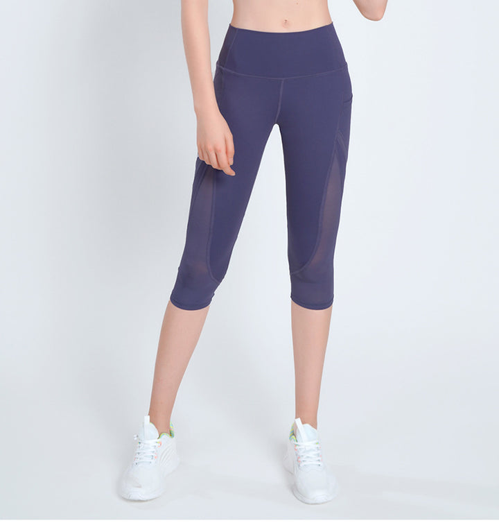 Mesh Cropped Pants Women High Waist Hip Lift Fitness Training Pants Slimming Leg Shaping Yoga Tights