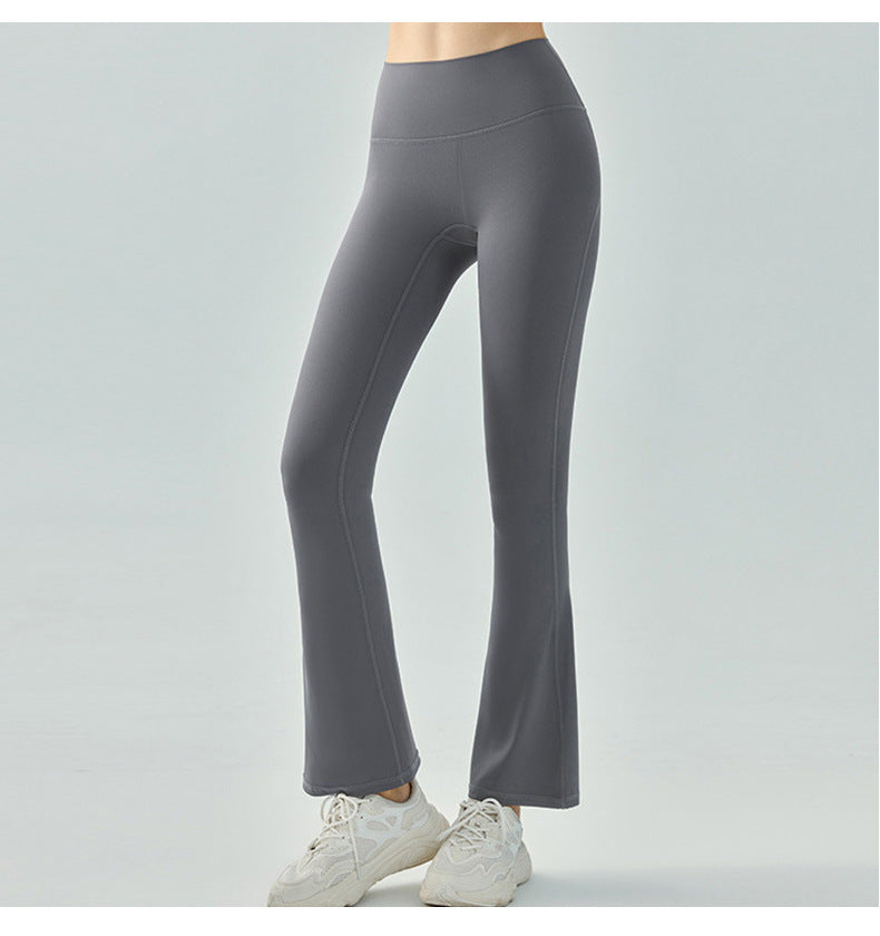 Peach Hip High Waist Flared Pants Women High Elastic Sports Yoga Tight Nude Feel High Waist Drooping Wide Leg Pants Bootcut Trousers