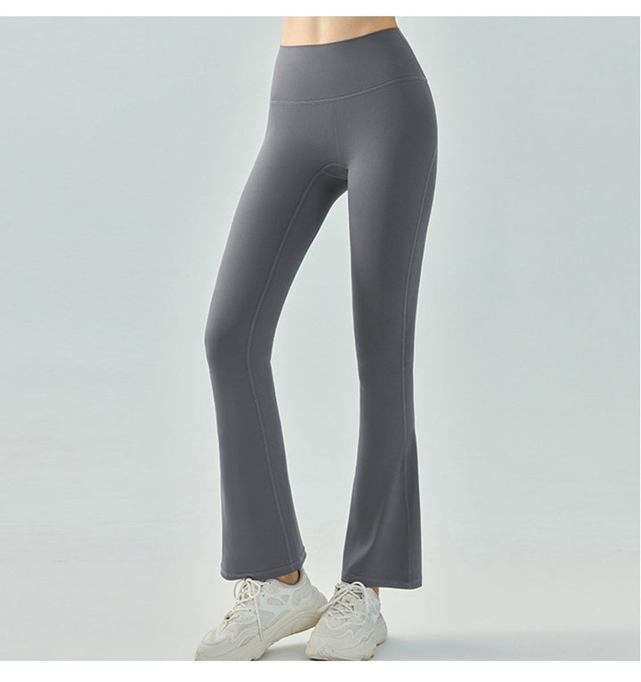 Peach Hip High Waist Flared Pants Women High Elastic Sports Yoga Tight Nude Feel High Waist Drooping Wide Leg Pants Bootcut Trousers